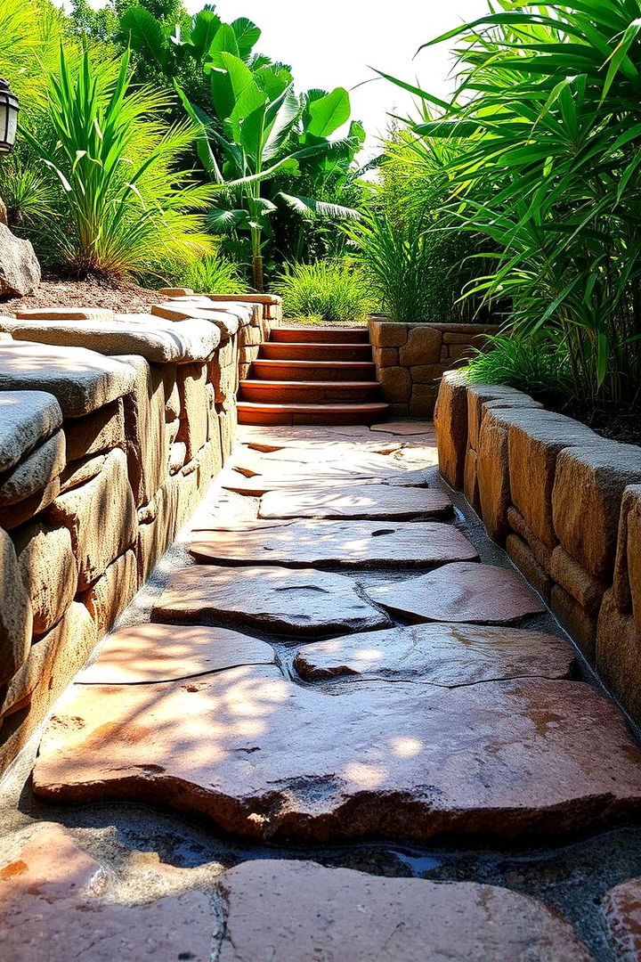 Natural Stone Elegance - Pool Walkway Ideas: Safe, Stylish Outdoor Pathways