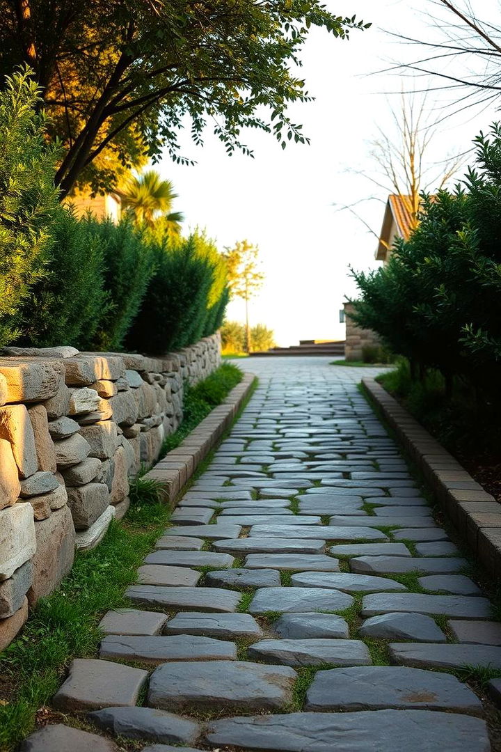 Natural Stone Lane Entrance - Driveway Entrance Ideas for Enhanced Curb Appeal