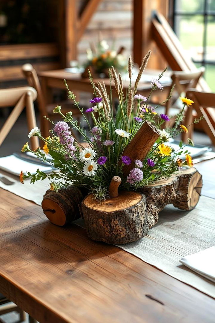 Natural Wood Accents - Rustic Wedding Centerpieces with Natural Charm