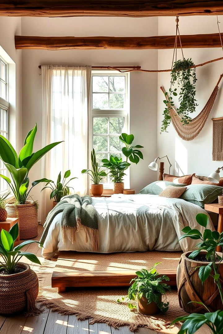 Nature Inspired Oasis - Green Boho Bedroom Ideas for Eclectic Nature-Inspired Decor