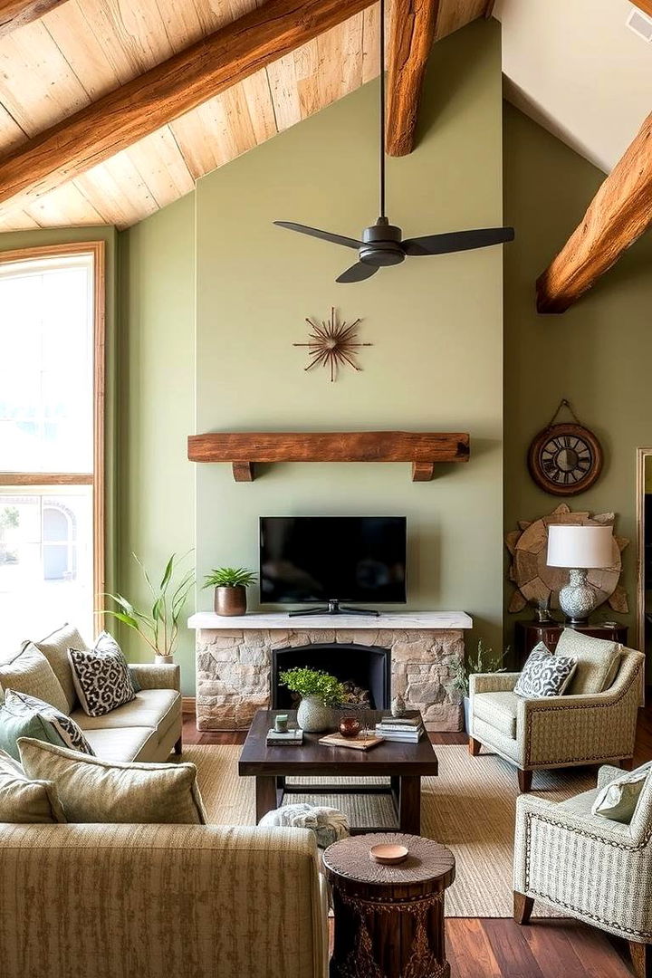 Nature Inspired Warmth - Rustic Sage Green Living Room Ideas for Cozy Charm