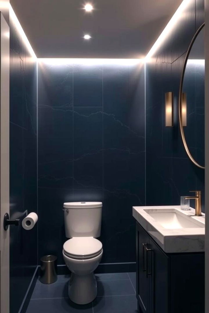 Navy Accent Wall Mastery - Navy Blue Powder Room Ideas for Bold and Elegant Style