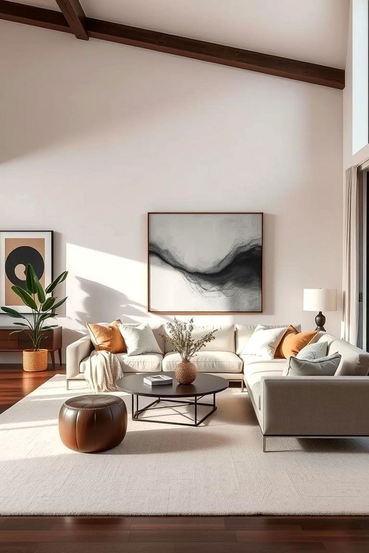 Neutral Base Dynamic Accents - Transitional Living Room Ideas: Balanced Elegance