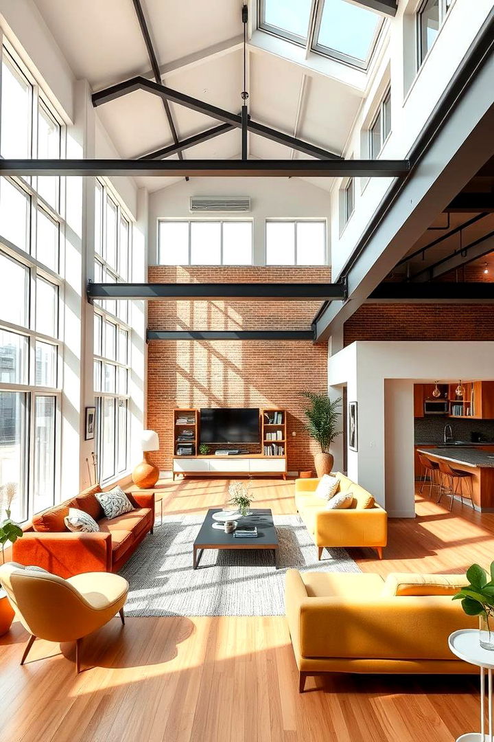 Open Concept Haven - Loft-Style Living Room Ideas With Industrial Flair