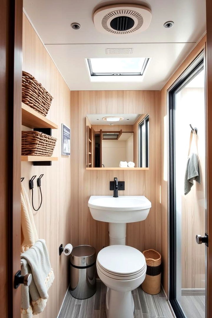 Optimize Vertical Storage - Efficient Small RV Bathroom Ideas for Compact Living