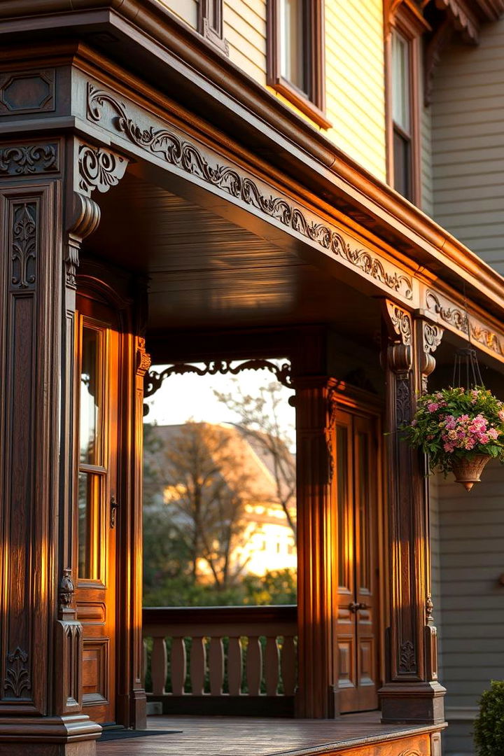 Ornate Wooden Trim Accents - Ornate Victorian Porch Ideas for Classic Elegance