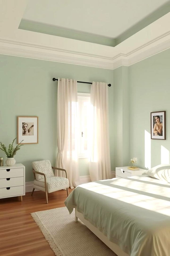 Pastel Serenity Haven - Light Green Bedroom Ideas for a Calming Retreat