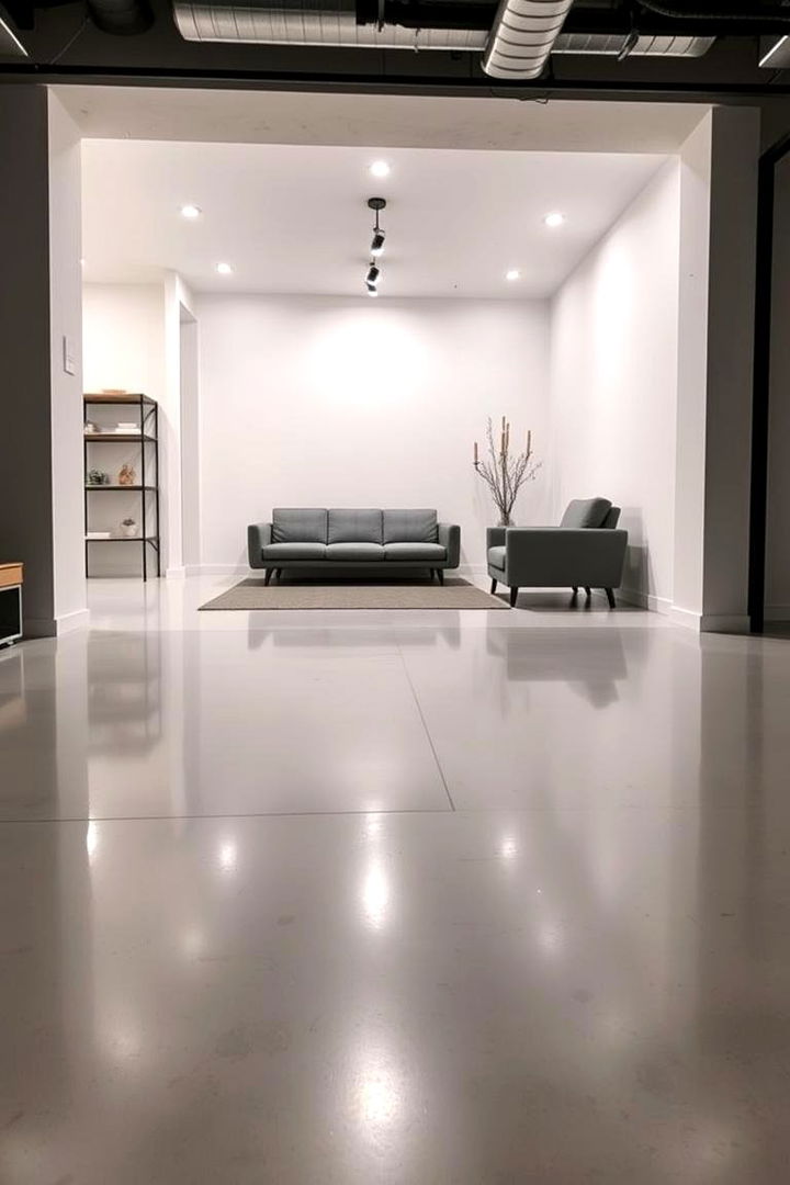 Polished Concrete Elegance - Basement Floor Ideas to Upgrade Your Lower Level
