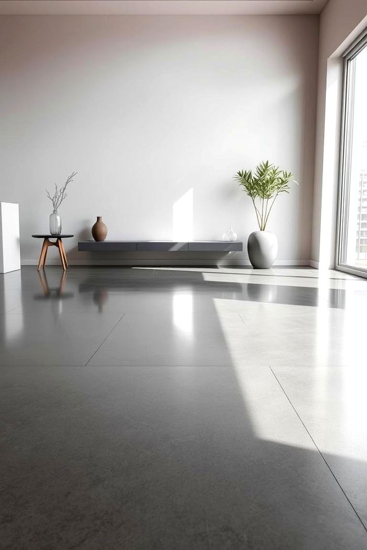 Polished Concrete Elegance - Concrete Floor Design Ideas for Industrial-Chic Interiors