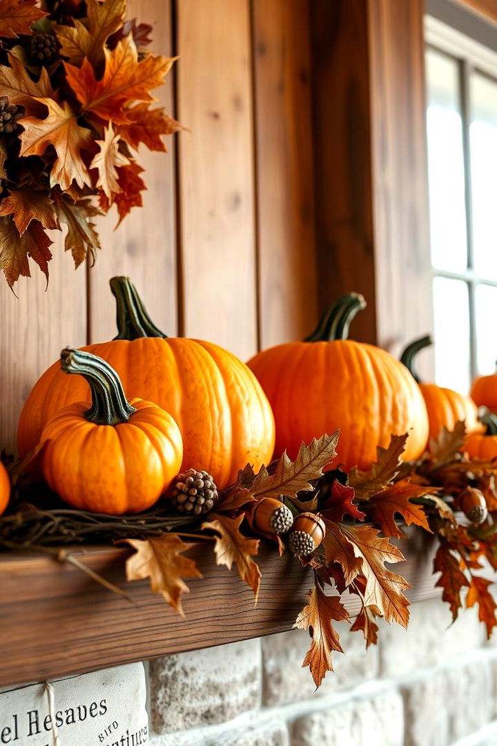 Pumpkin Accents And Natural Elements - Festive Fall Mantel Decor Ideas to Showcase Autumn Style