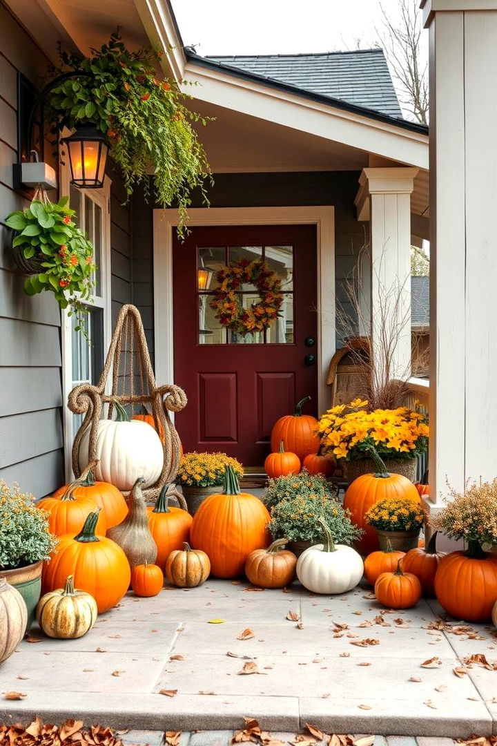 Pumpkin Inspired Displays - Fall Outdoor Decorating Ideas for Seasonal Curb Appeal