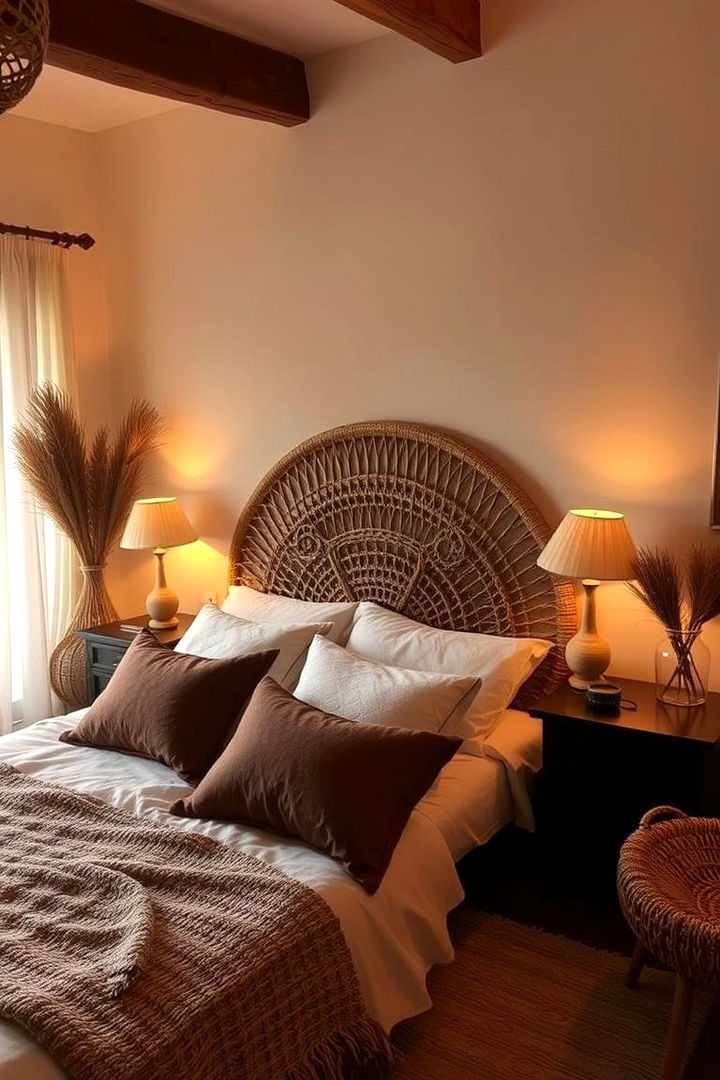 Rattan Headboard Elegance - Rattan Bedroom Furniture Ideas for Natural Aesthetics