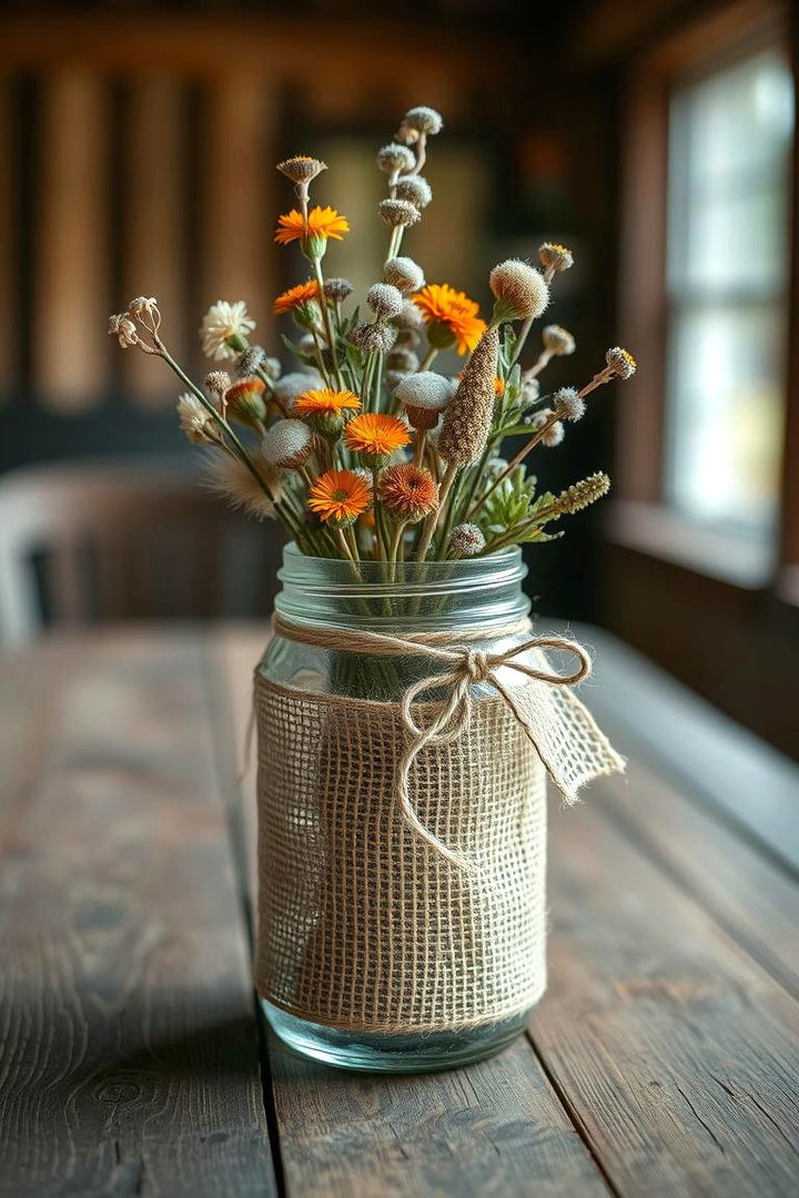 Rustic Charm Centerpiece - Mason Jar Centerpiece Ideas: Rustic DIY Table Decor