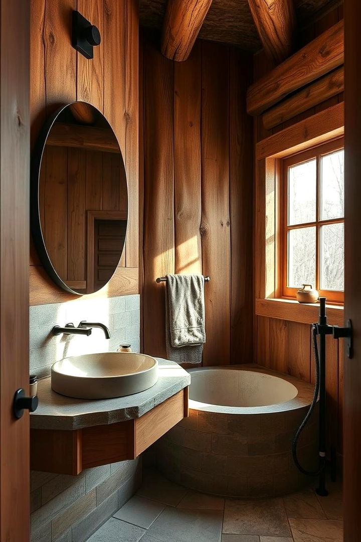 Rustic Charm Fusion - Black & Brown Bathroom Ideas for Bold Contrast