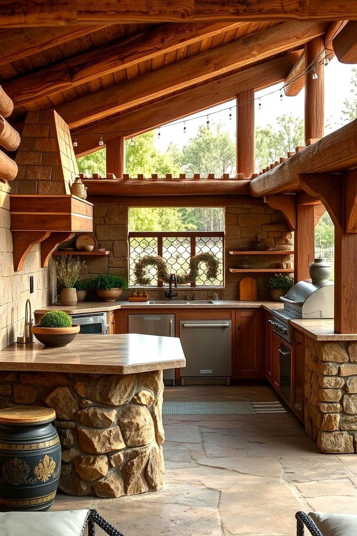 Rustic Charm Outdoor Kitchen - Stylish Outdoor Kitchen Designs for Backyard Chefs