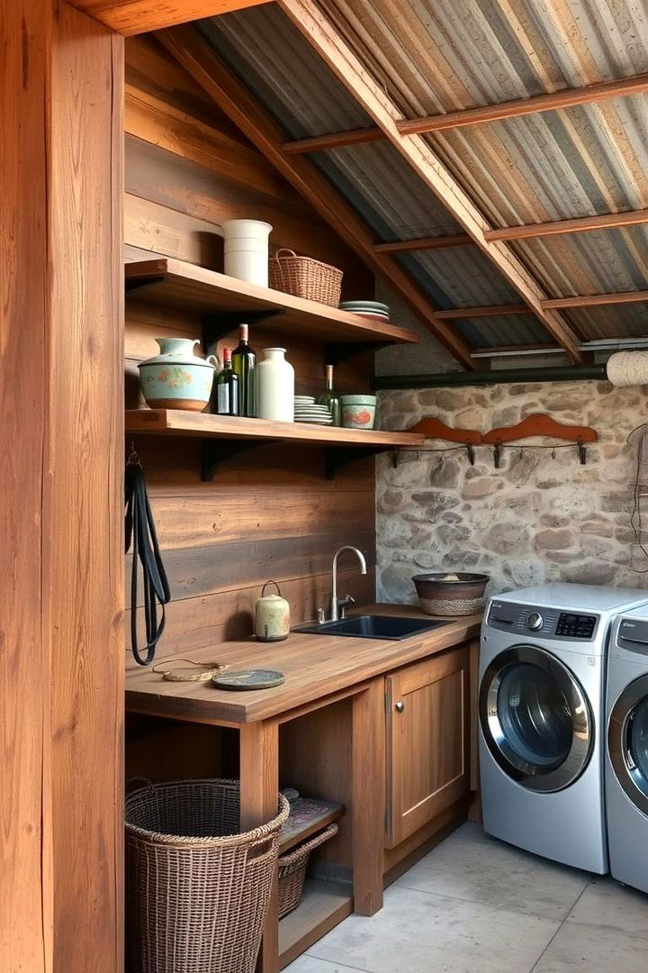 Rustic Charm Outdoor Laundry Design - Outdoor Laundry Area Design Ideas for Efficiency