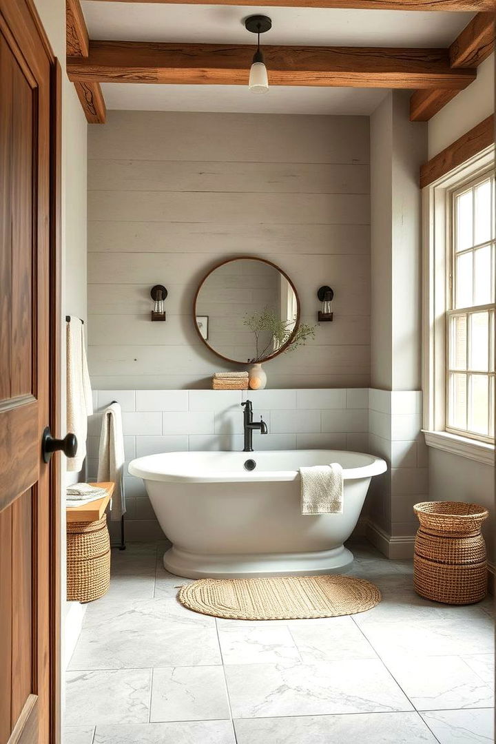 Rustic Color Palette - Farmhouse Bathroom Ideas Combining Rustic and Modern Styles
