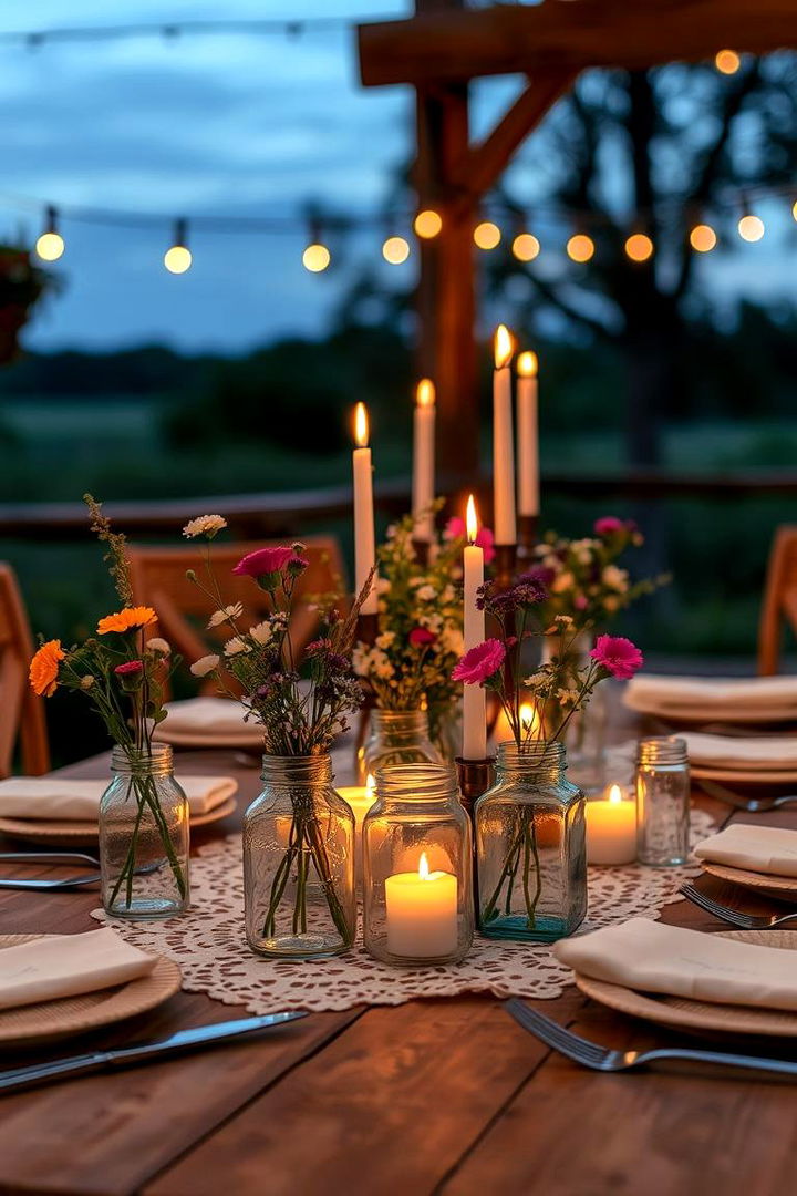Rustic Elegance Delight - Mason Jar Wedding Centerpiece Ideas for Rustic-Chic Receptions