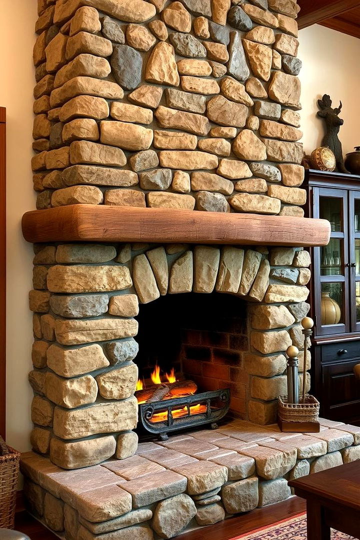 Rustic Elegance Inspiration - Stacked Stone Fireplace Ideas for Rustic Charm