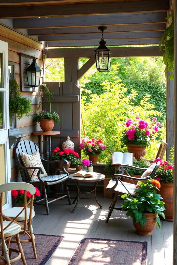 Rustic Garden Patio Corner - Cozy Outdoor Reading Nook Ideas for Relaxing Evenings