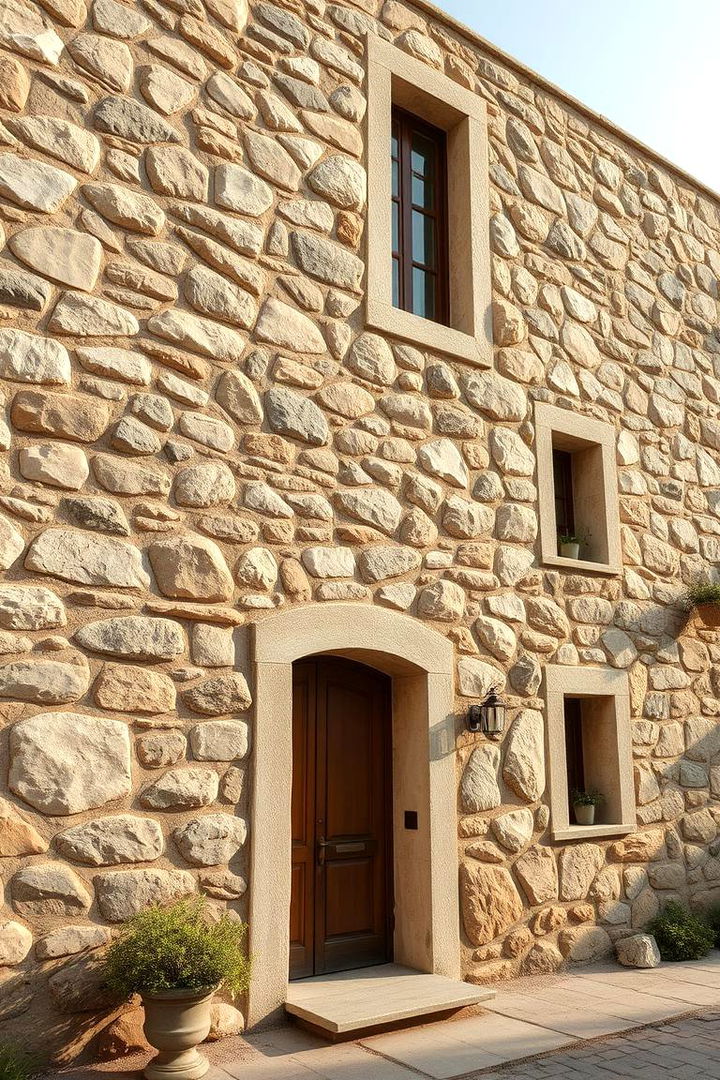 Rustic Stone Facade Charm - Stone Exterior Home Design Ideas for Outdoor Spaces