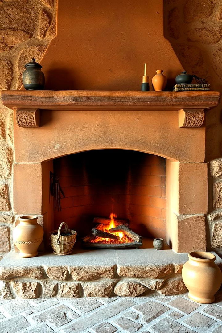 Rustic Terracotta Elegance - Spanish-Style Fireplace Ideas for Warmth and Charm