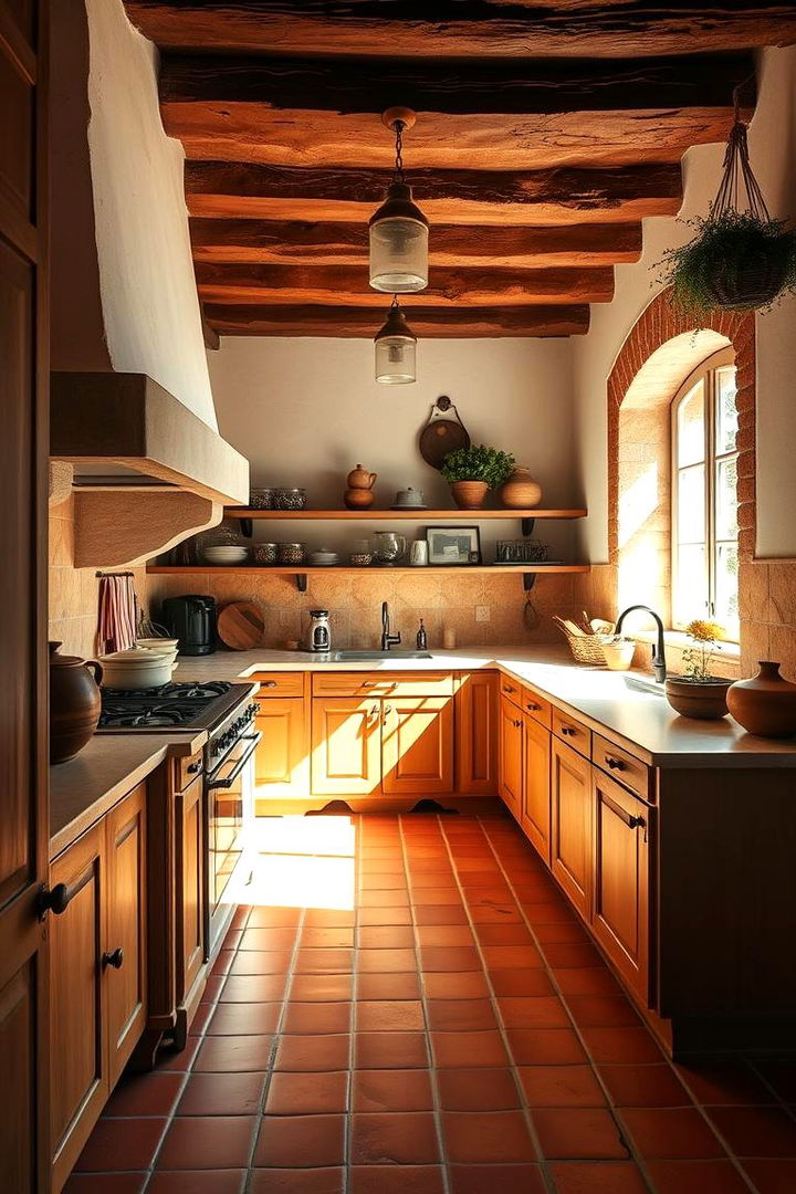 Rustic Terracotta Flooring - Spanish Style Kitchen Ideas for Rustic Culinary Spaces