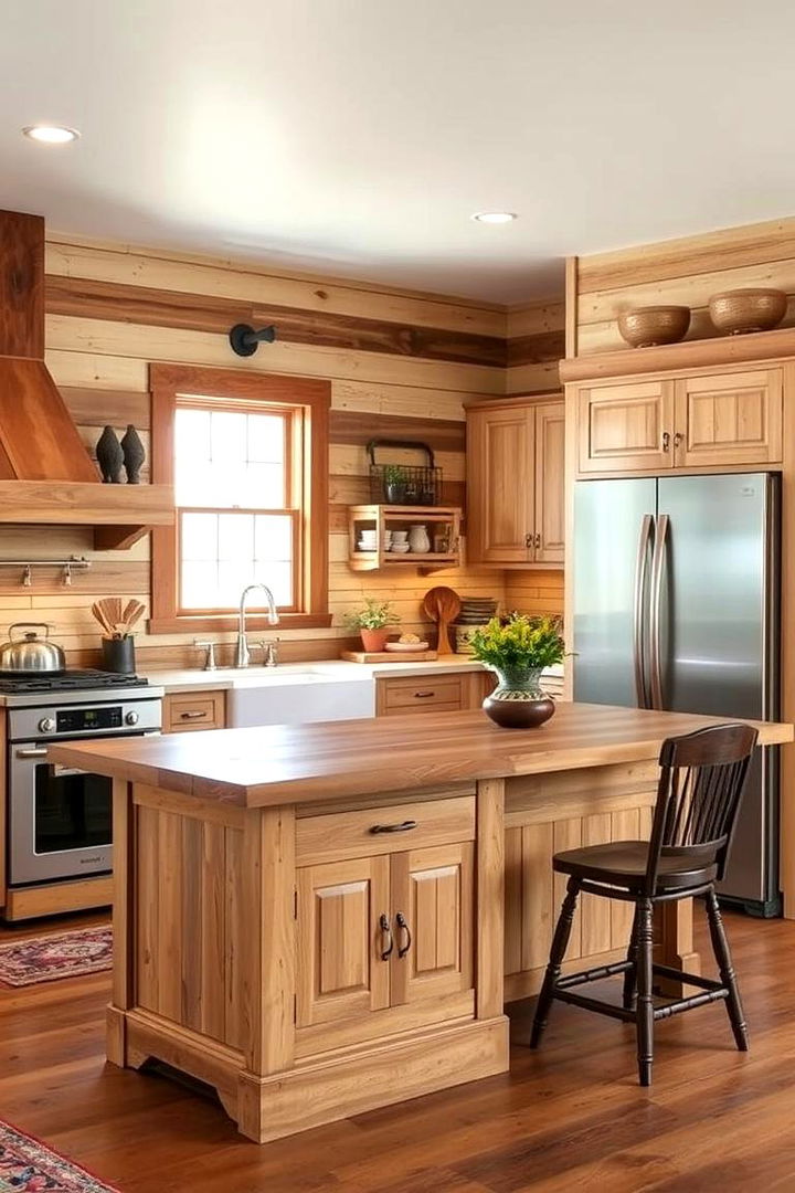 Rustic Warmth with Natural Shiplap and Island Accents - Rustic Kitchen Shiplap & Island Ideas for Cozy Design