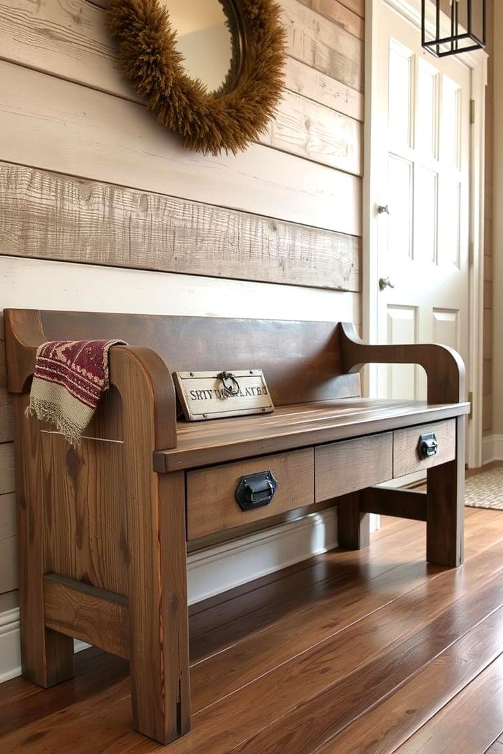 Rustic Wooden Entryway Bench - Entryway Bench Ideas for Stylish & Practical Seating