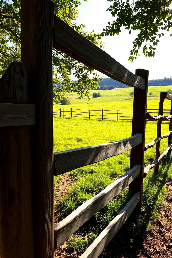 Rustic Wooden Farm Fence Delight - Farm Fence Ideas for Functional and Decorative Boundaries