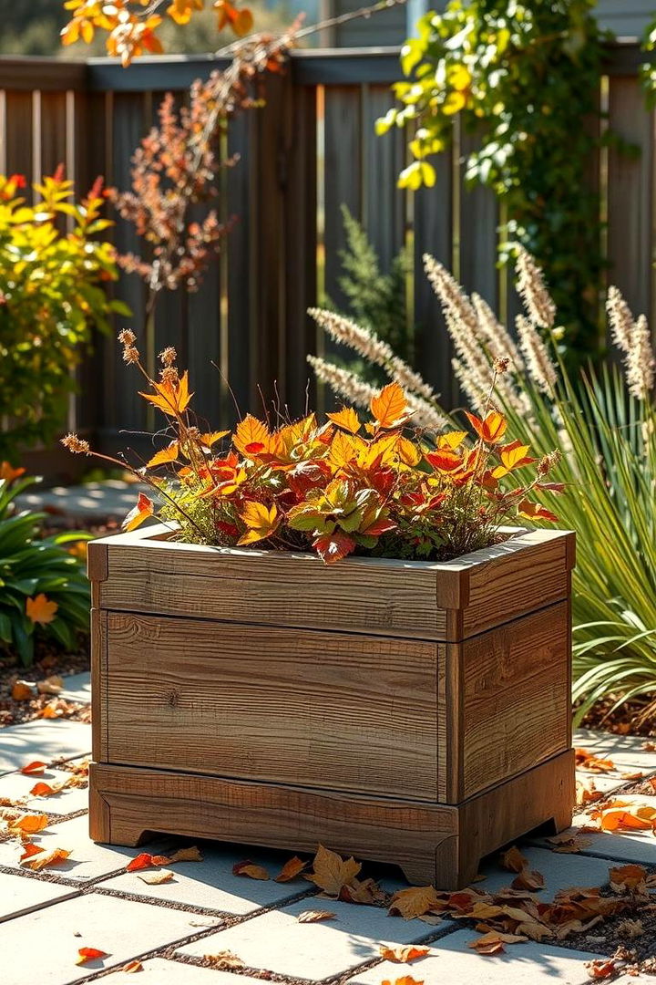 Rustic Wooden Planter - Fall Planter Ideas for Seasonal Porch and Garden Decor