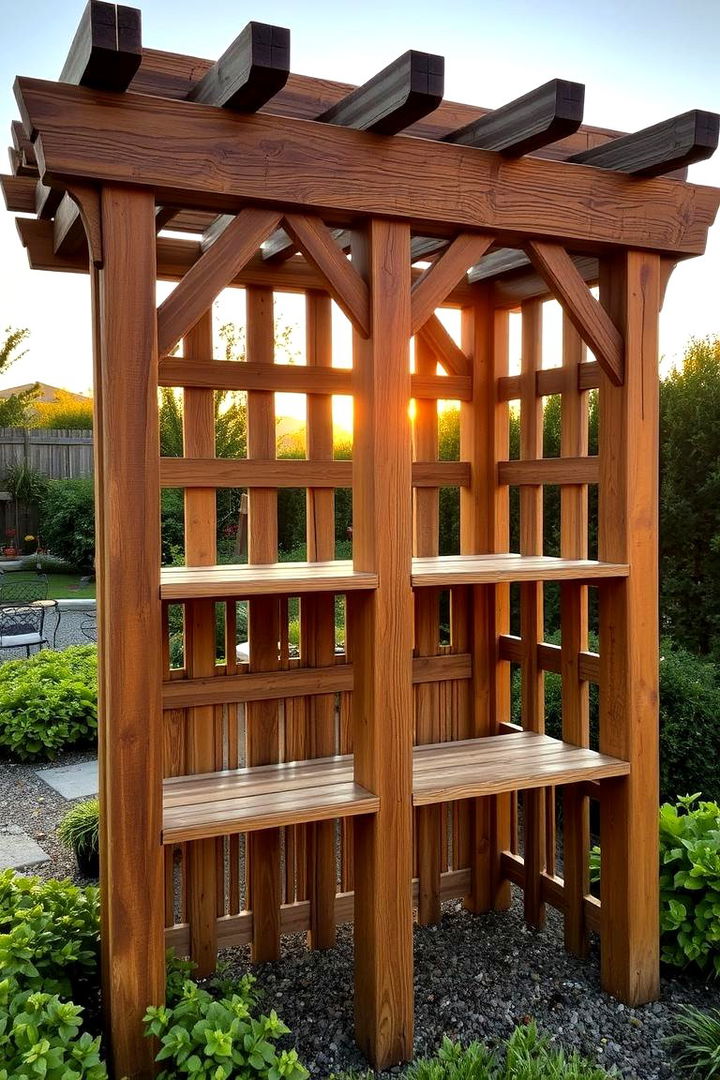 Rustic Wooden Trellis Stand - Outdoor Plant Stand Ideas to Showcase Greenery