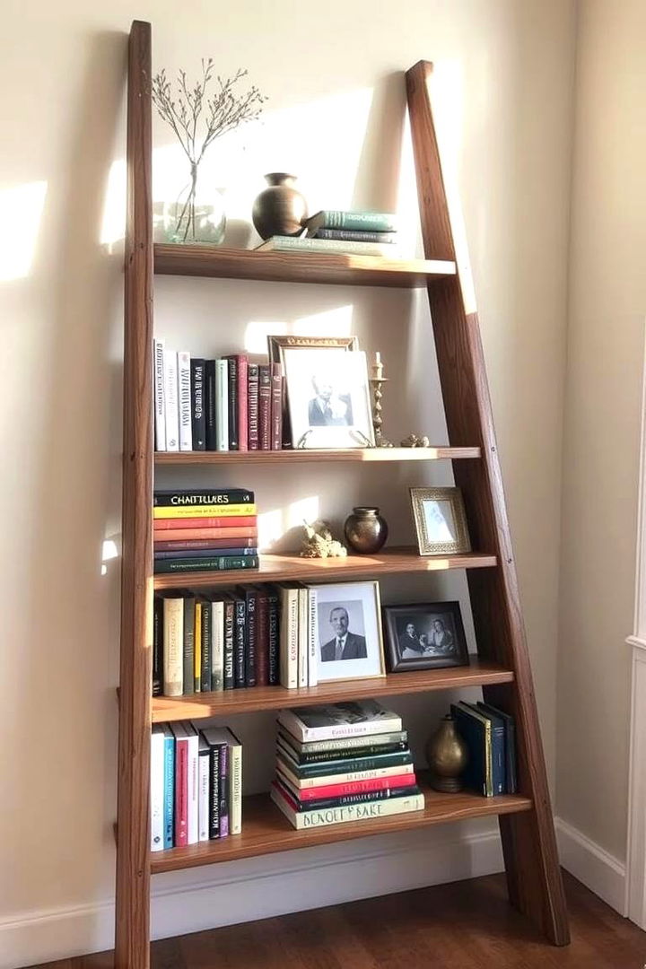 Rustically Beautiful Ladder Bookshelf - Creative Ladder Storage Solutions for Organized Spaces