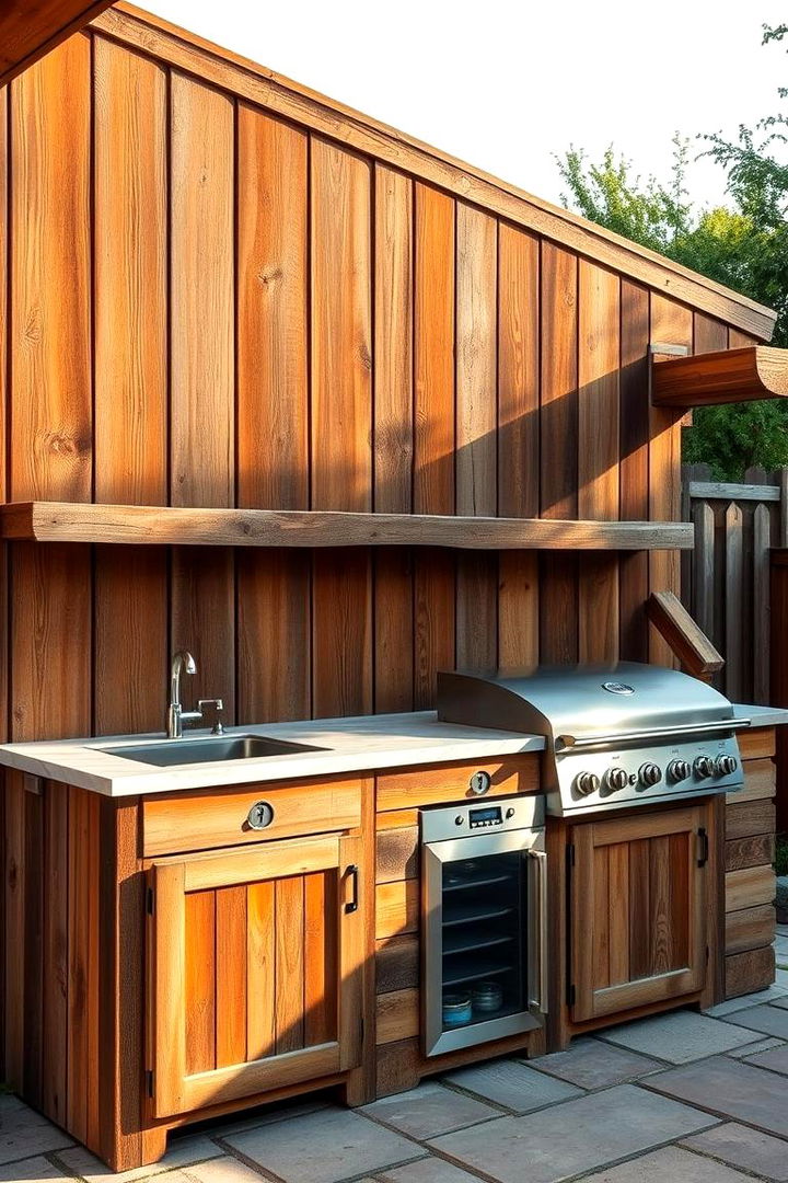 Salvaged Wood Facade - Rustic Outdoor Kitchen Ideas for Al Fresco Dining
