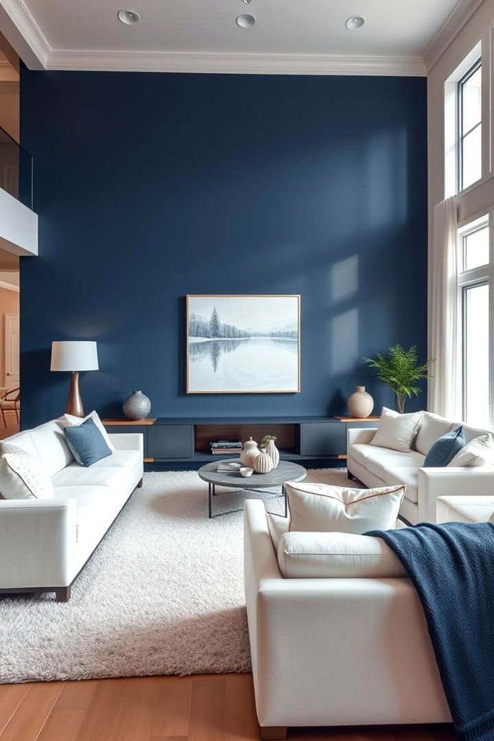 Serene Navy and White Contrast - Blue Living Room Ideas to Refresh Your Gathering Space