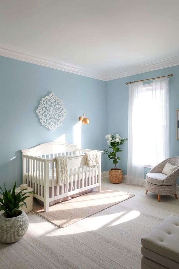 Serene Sky Blue Walls - Blue Nursery Ideas for a Calming Baby Room