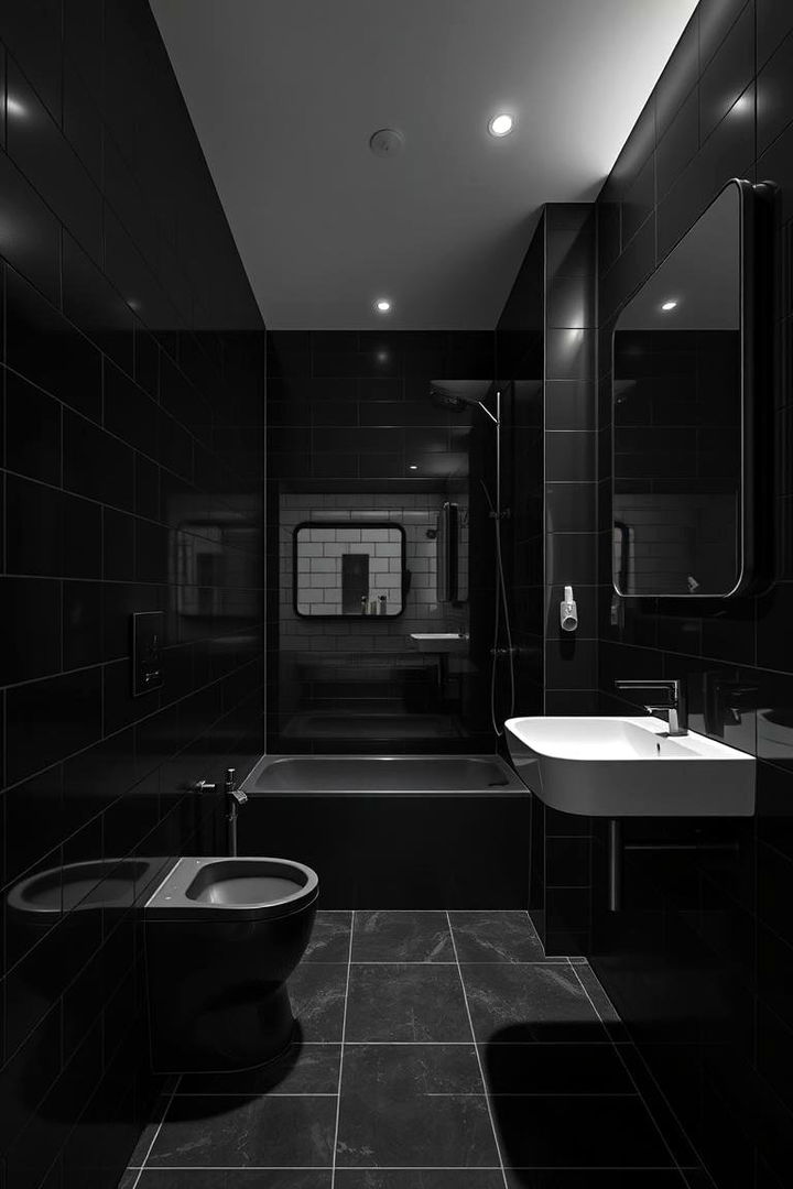 Sleek Modern Contrast - Bold Black Bathroom Design Concepts for Modern Homes