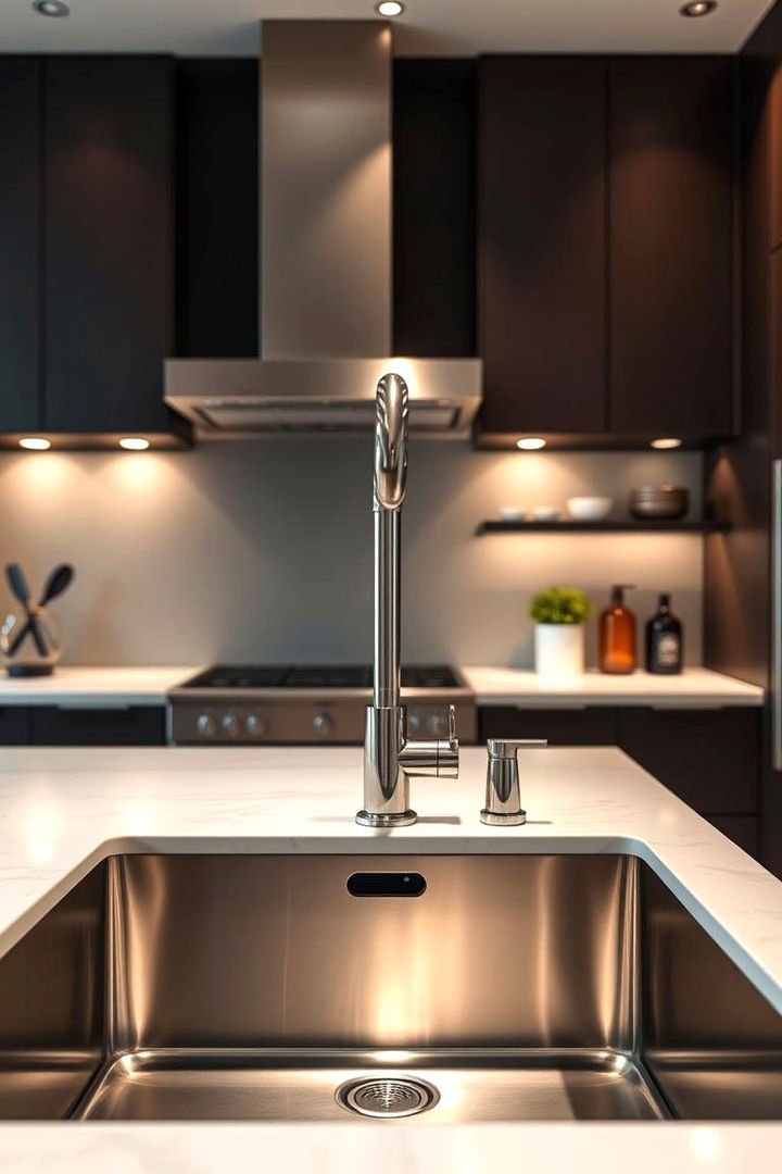 Sleek Stainless Steel Statement - Practical Kitchen Sink Ideas for Modern Functionality