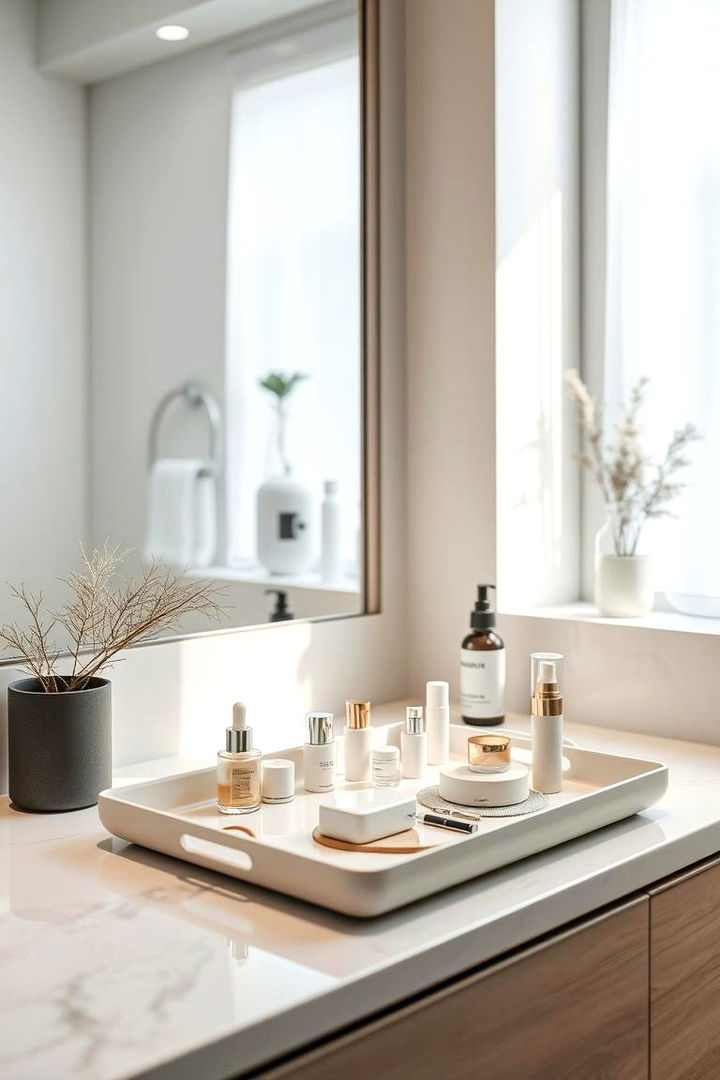 Sleek Tray Organizers for Daily Essentials - Bathroom Counter Organization Ideas for a Tidy Space