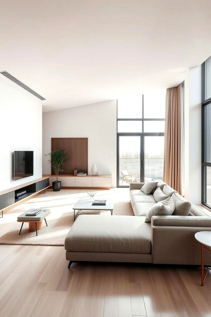 Sleek and Modern Minimalist Setup - Sectional Living Room Ideas for Flexible Seating Arrangements