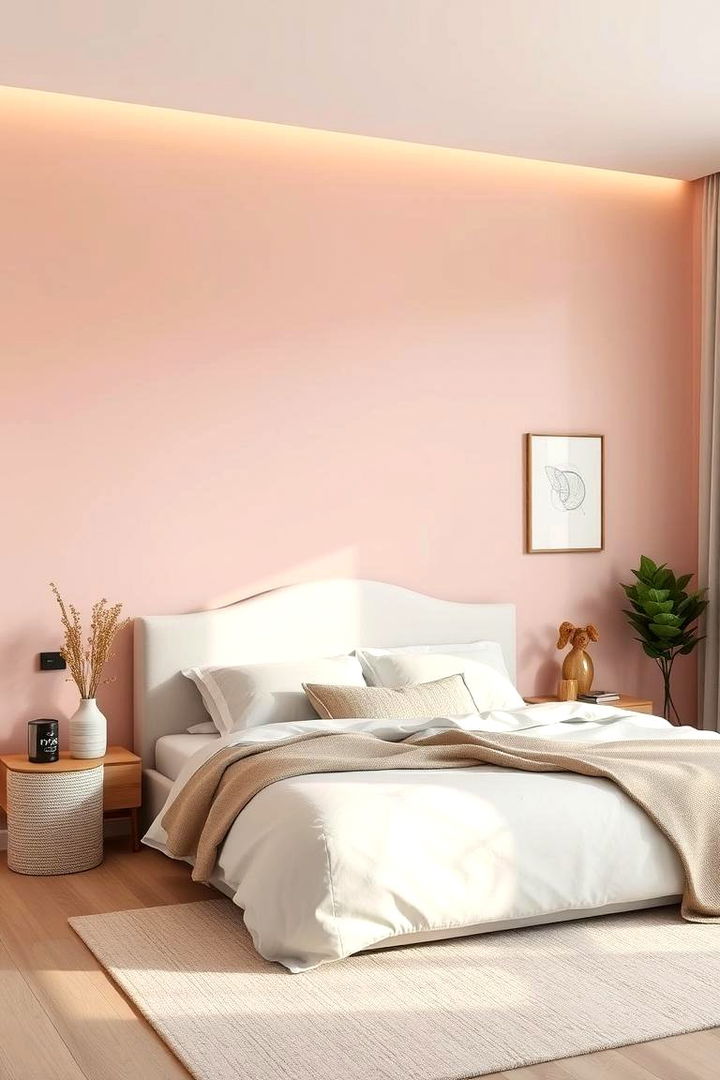 Soft Accent Walls in Blush Pink - Blush Pink Bedroom Designs for Soft Romantic Retreats