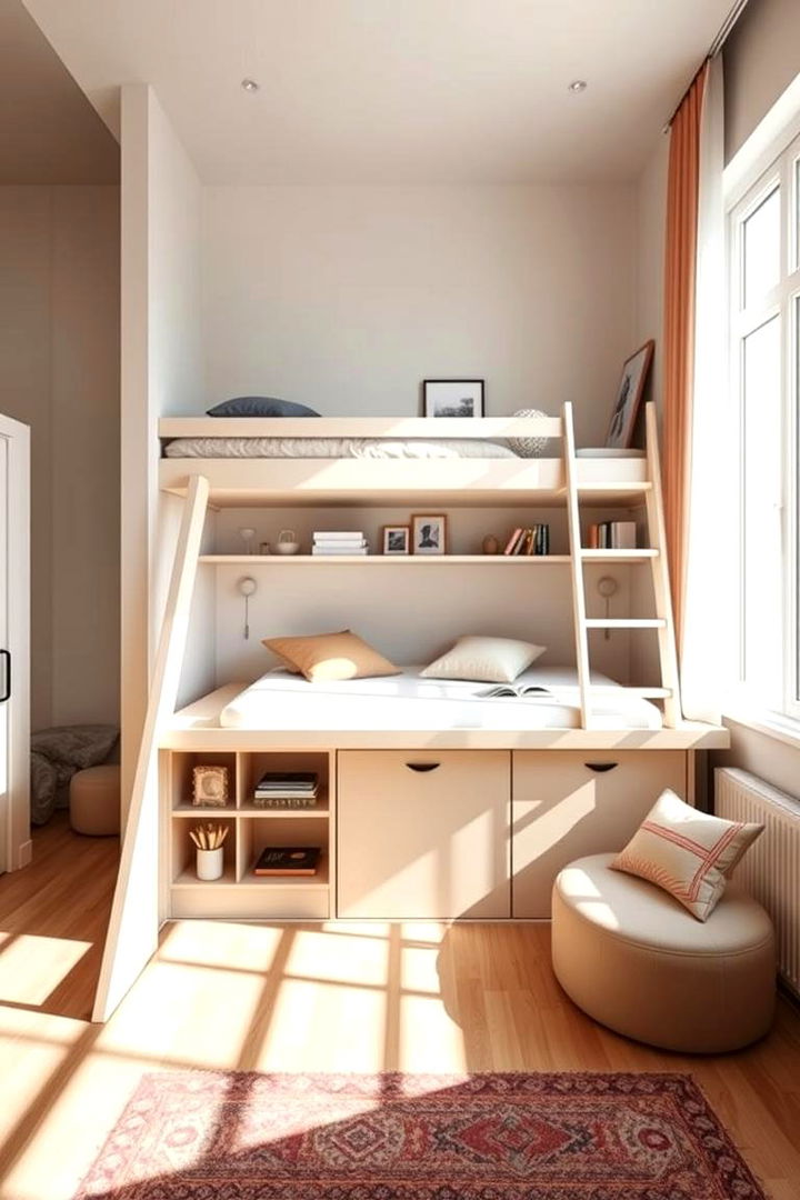 Space Saving Elegance - Space-Saving Loft Bed Ideas for Modern Bedrooms