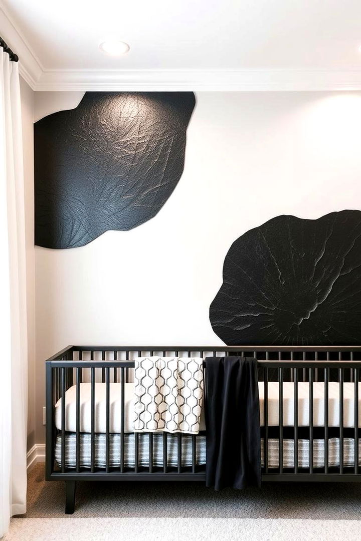 Statement Wall with Black Accent - Black Nursery Ideas for Sophisticated & Calming Baby Rooms