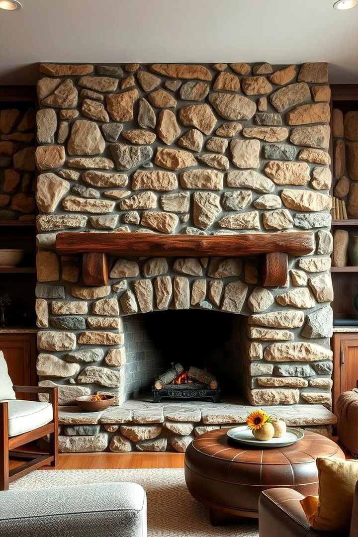 Stone Accent Feature - Fireplace Wall Ideas for a Striking Focal Point Design