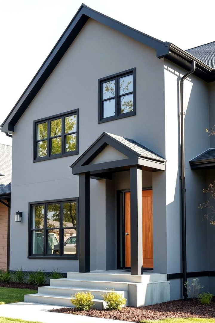 Striking Color Contrast - Grey House with Black Trim Ideas for Bold Contrast