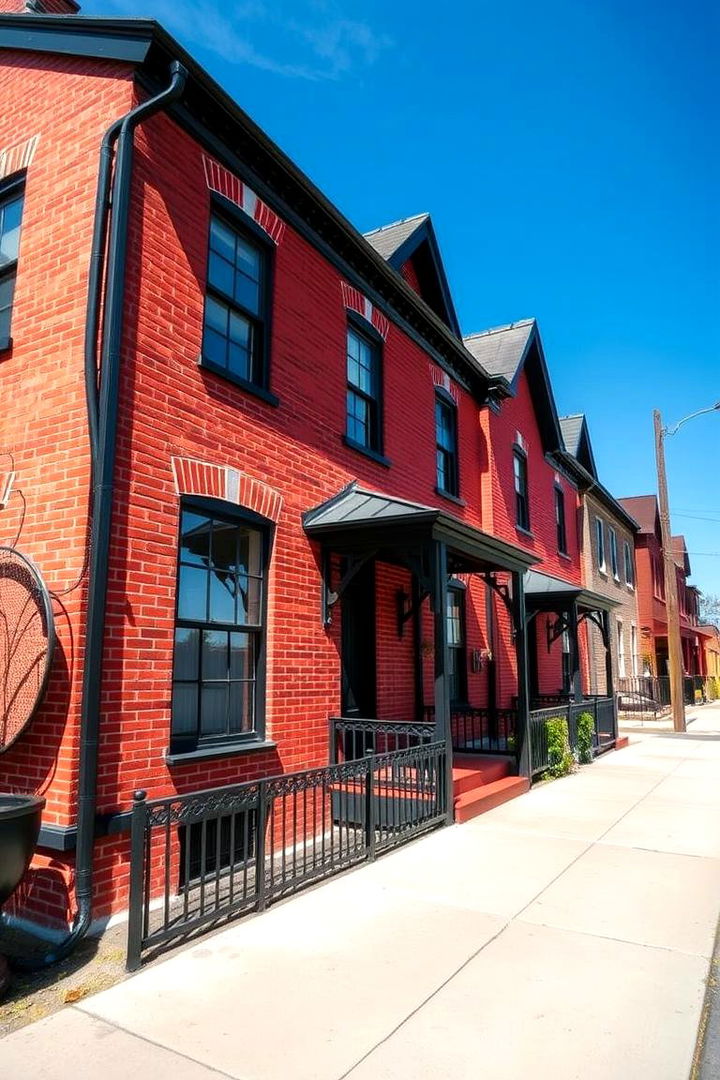 Striking Contrast Appeal - Red Brick House & Black Trim Design Inspirations
