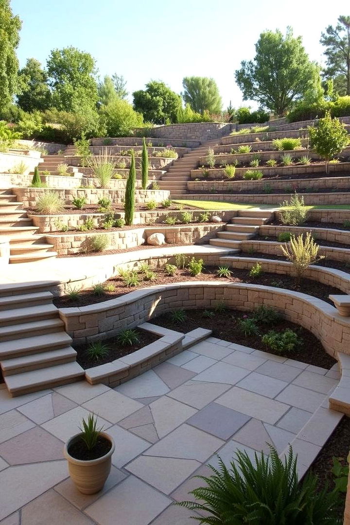 Terraced Retreat Designs - Down Sloped Backyard Ideas for Creative Landscape Solutions