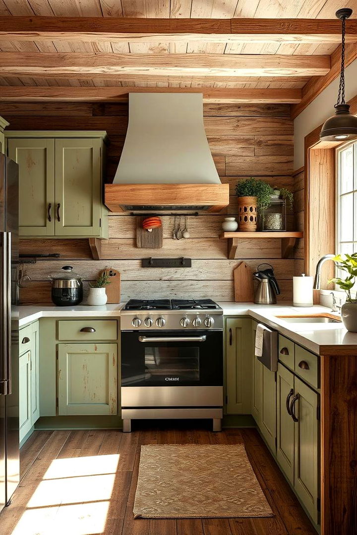 The Alluring Charm of Rustic Appeal - Rustic Sage Green Kitchen Cabinet Design Ideas