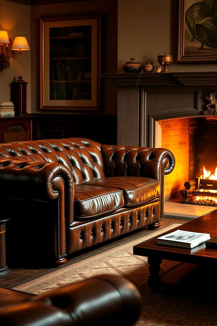 Timeless Chesterfield Sofa Arrangement - Fireplace Seating Ideas for Inviting Living Room Layouts