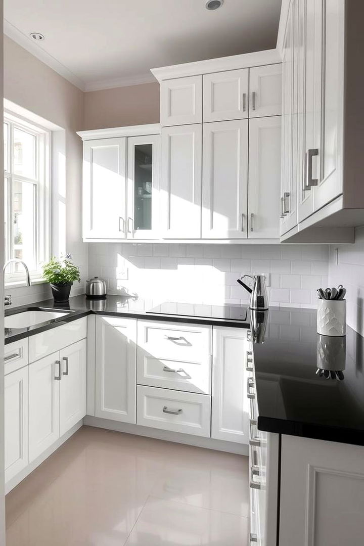 Timeless Contrast Appeal - Chic Kitchens: White Cabinets & Black Countertops